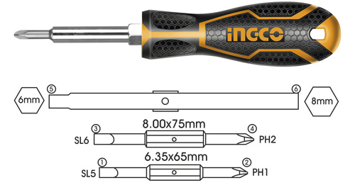 INGCO 6 In 1 screwdriver set AKISD0608