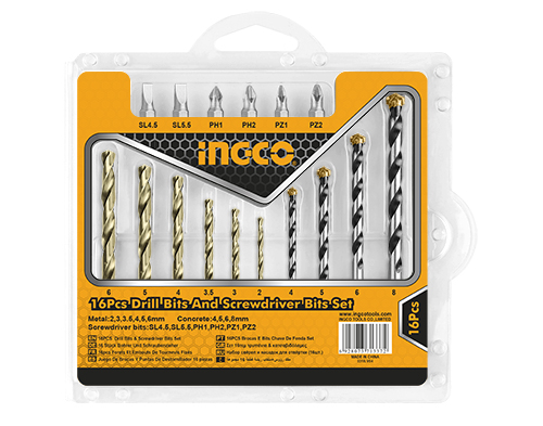 INGCO 16 Pcs drill bits & screwdriver bits set AKSDB9165