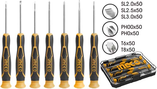 INGCO 7 Pcs precision screwdriver set HKSD0718