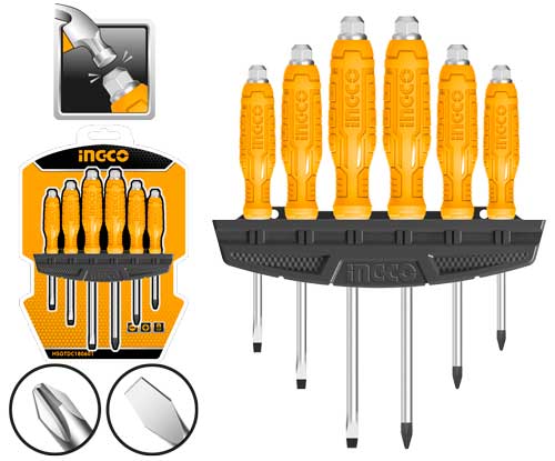 INGCO 6Pcs go-through screwdriver set HSGTDC180601