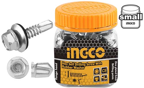 INGCO Hex self drilling screw with rubber washer HWSS6302521